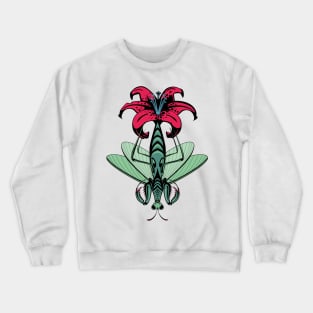 Praying Mantis and Lily Flower Crewneck Sweatshirt